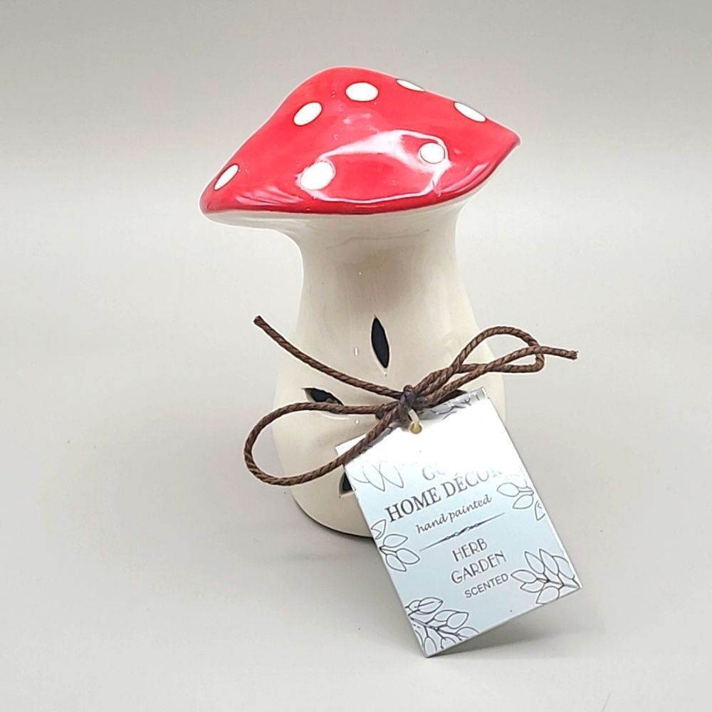 GC Home Decor Red & White Polka Dot Mushroom Scented Herb Garden, NWT